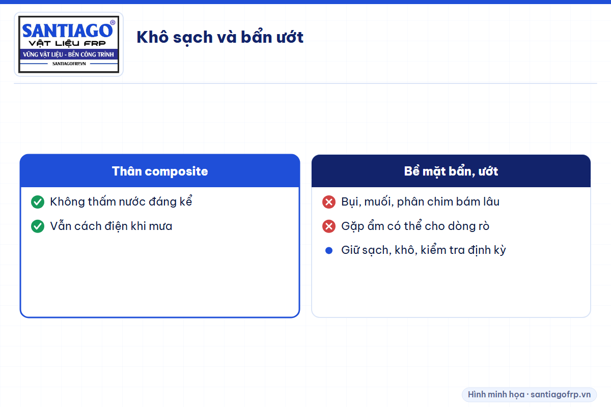 So sánh composite khô sạch và bề mặt bẩn ướt về khả năng dẫn điện