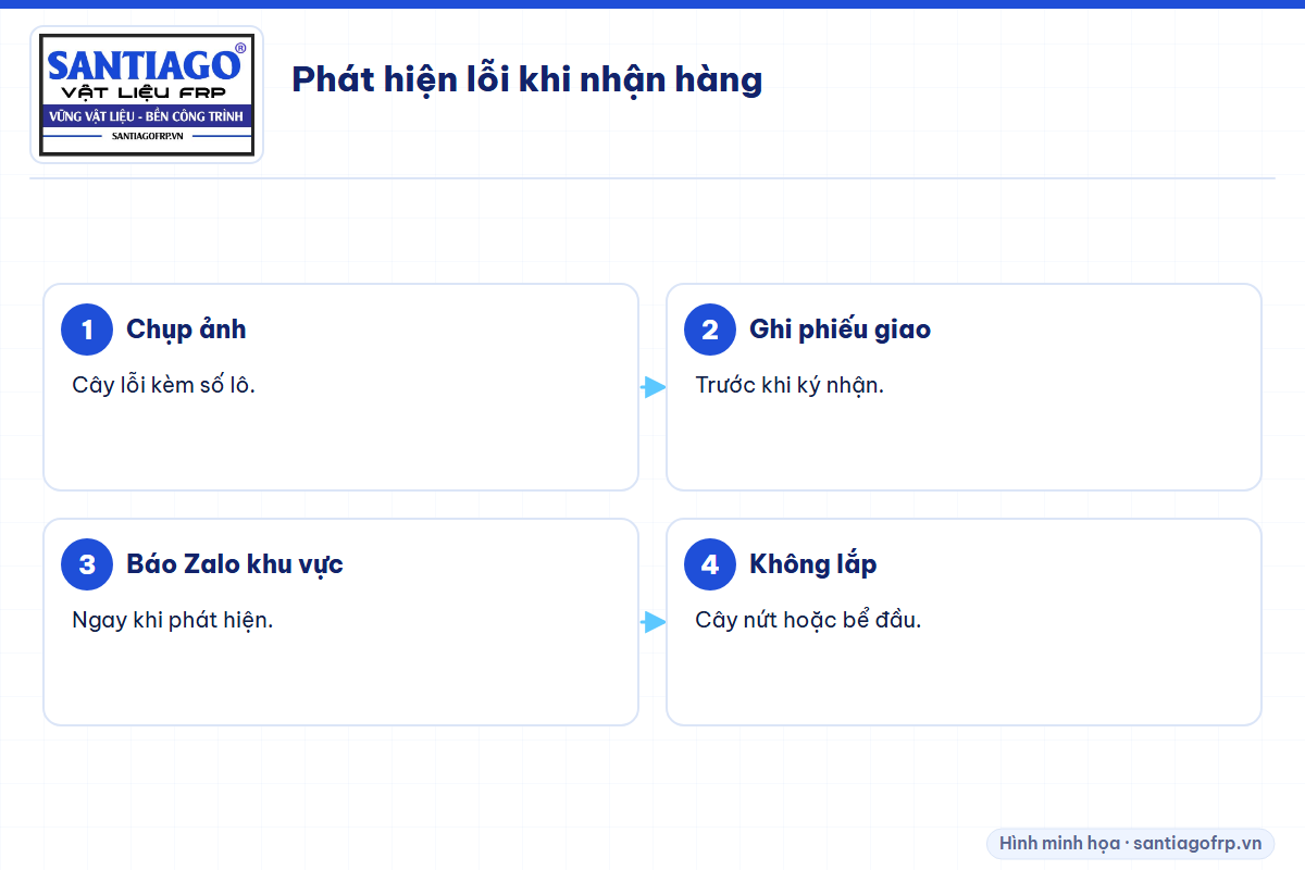 Các bước xử lý khi phát hiện xà gồ composite lỗi lúc nhận hàng