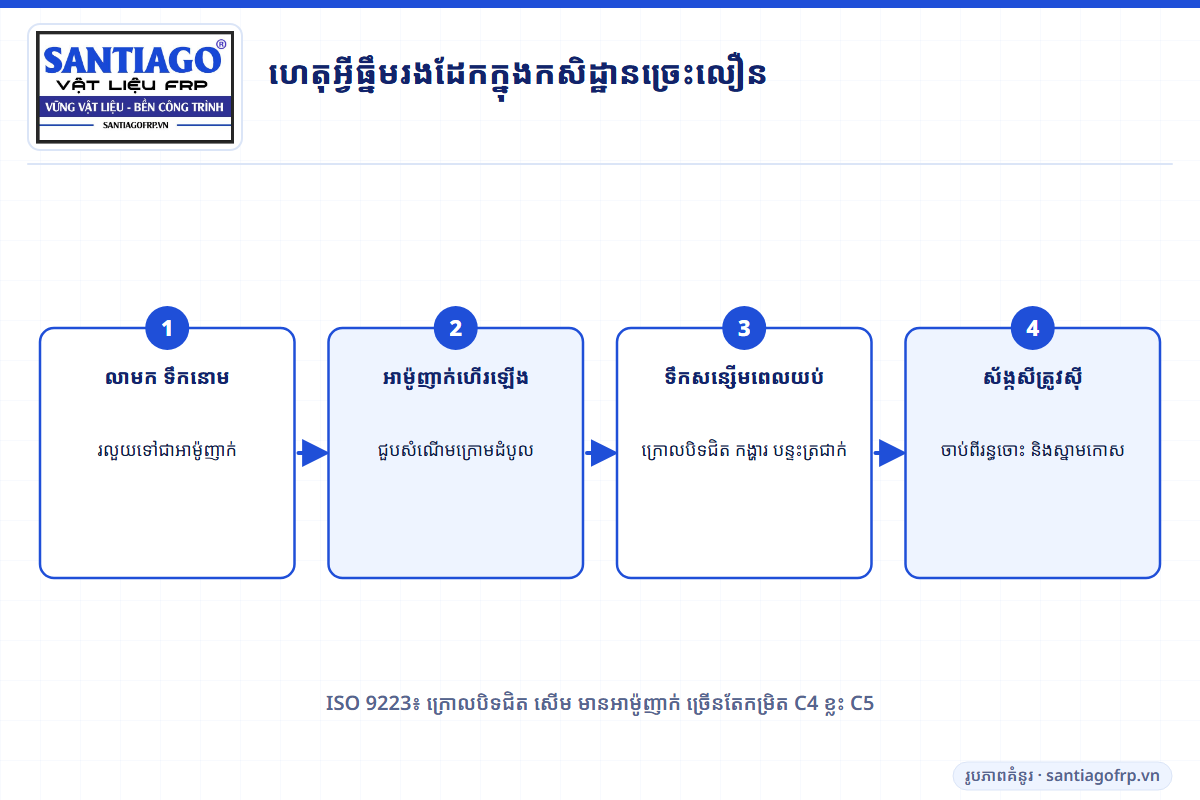 របៀបដែលអាម៉ូញាក់ និងសំណើមធ្វើឱ្យធ្នឹមរងដែកក្នុងក្រោលសត្វច្រេះ