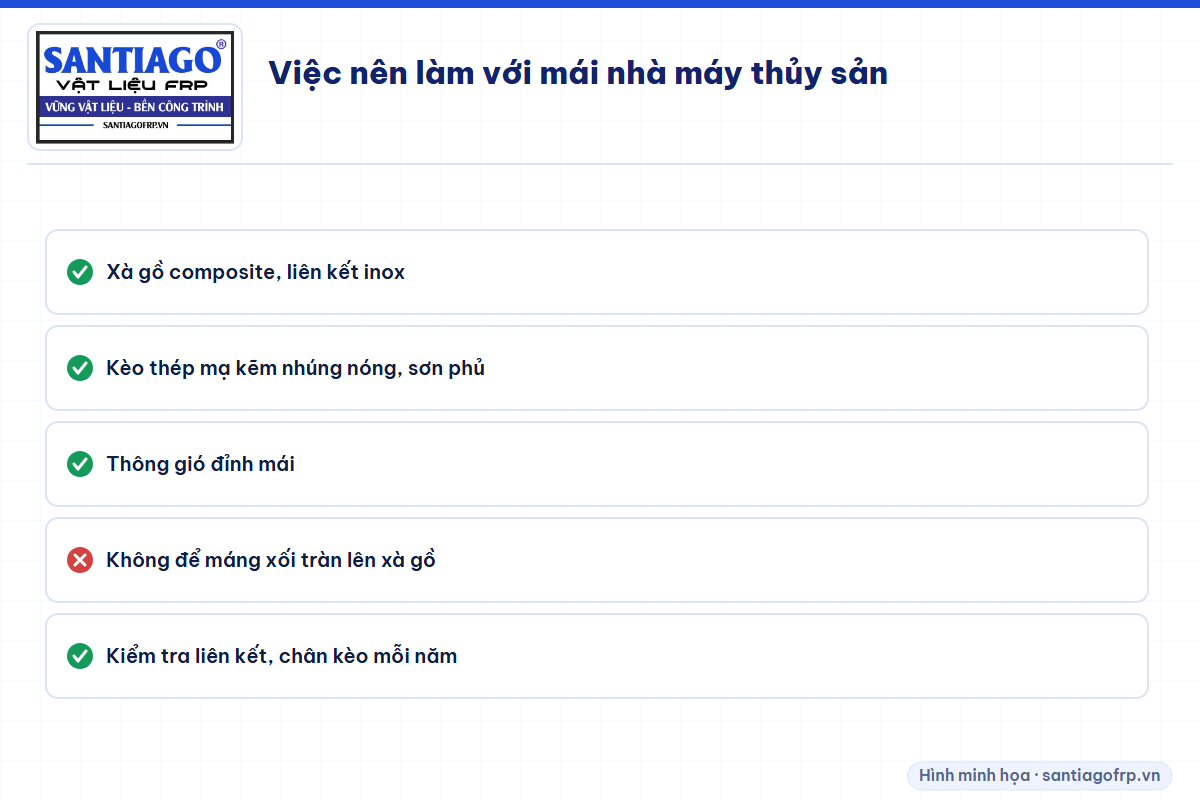 Năm việc nên làm khi làm mái nhà máy thủy sản