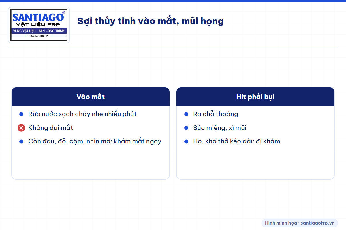 Cách xử lý khi sợi thủy tinh vào mắt hoặc mũi họng