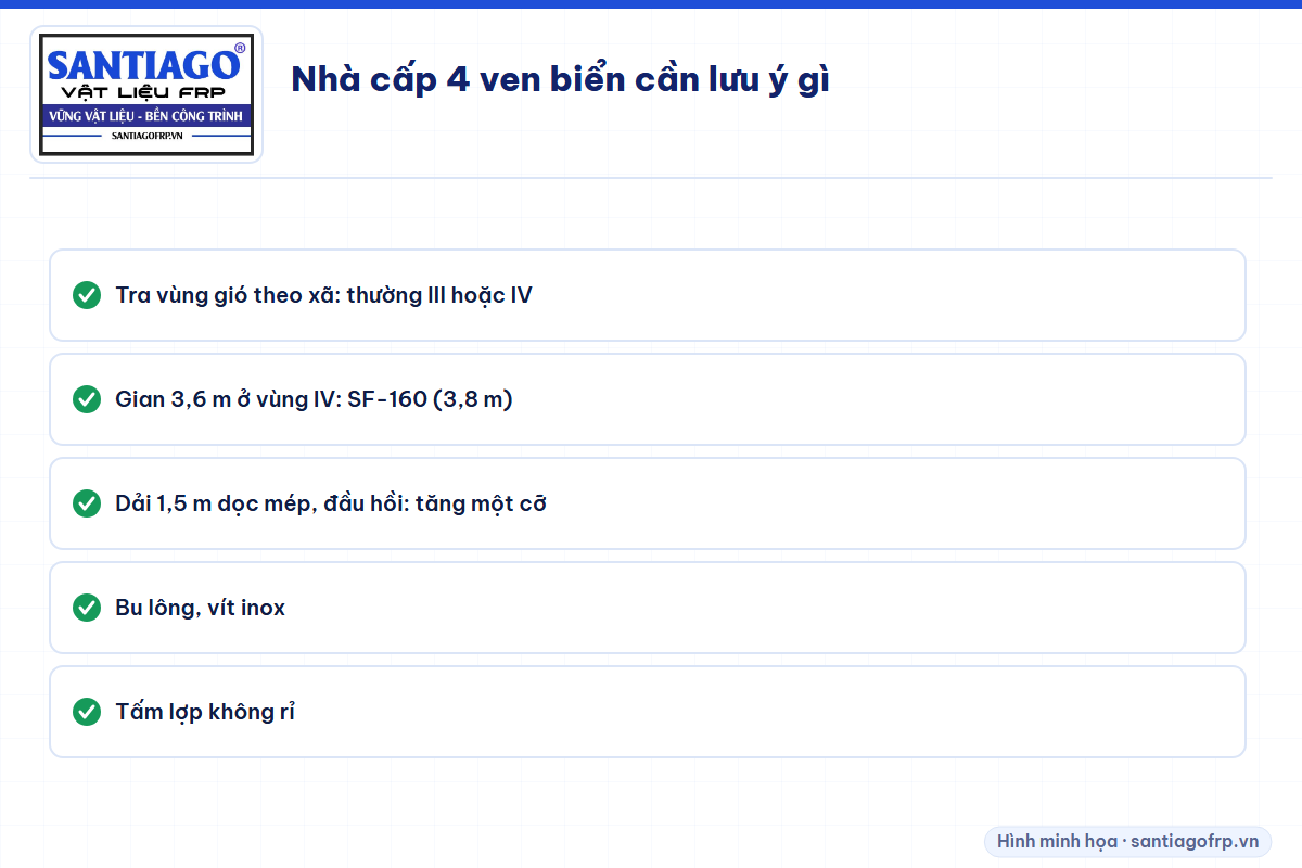 Các lưu ý khi làm mái nhà cấp 4 ven biển