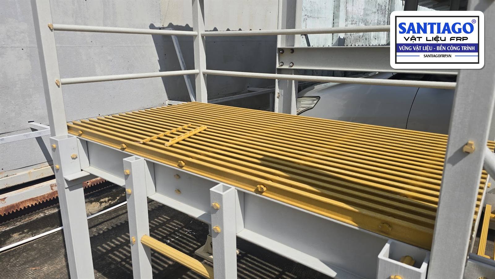 Sàn thao tác grating FRP lan can
