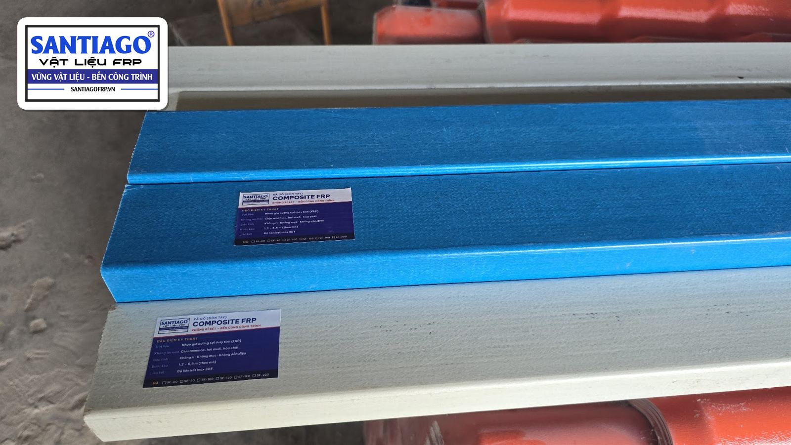 Xà gồ composite Santiago FRP xếp trên ngói nhựa